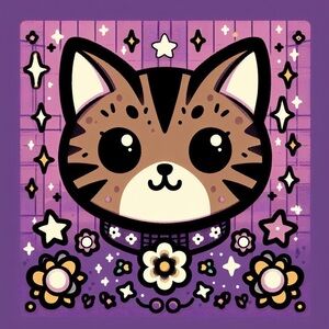 Brown Tabby Purple Print